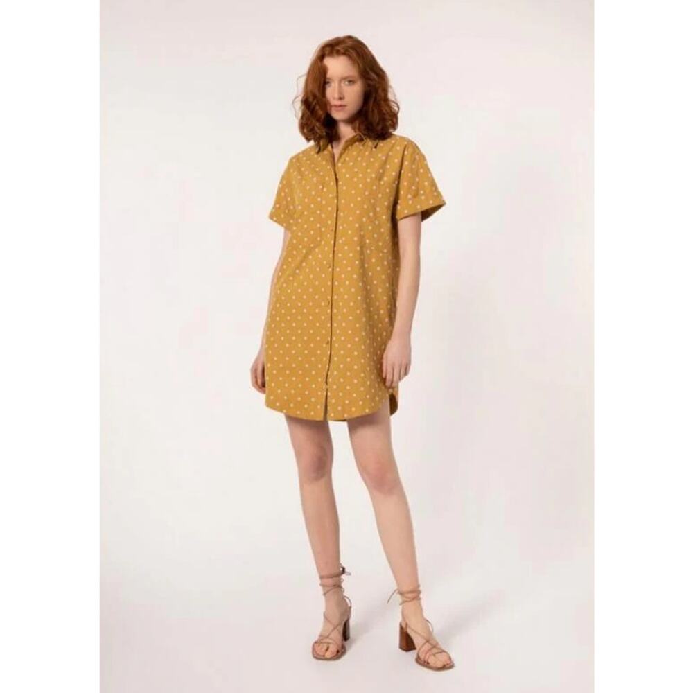 FRNCH Alea Floral Shirtdress Khaki Size XS EUC Button Front Short Sleeve